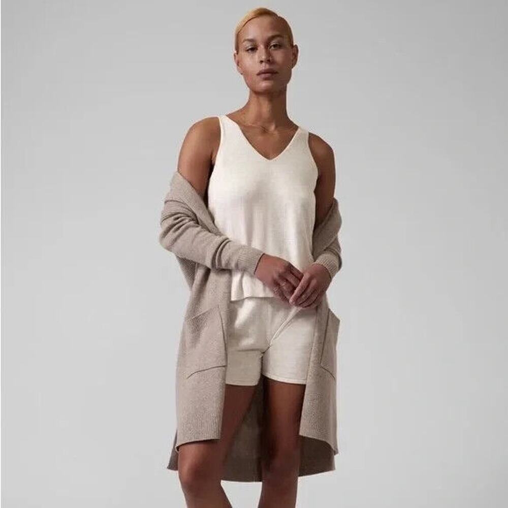 Athleta Cream and Tan Pajama Set